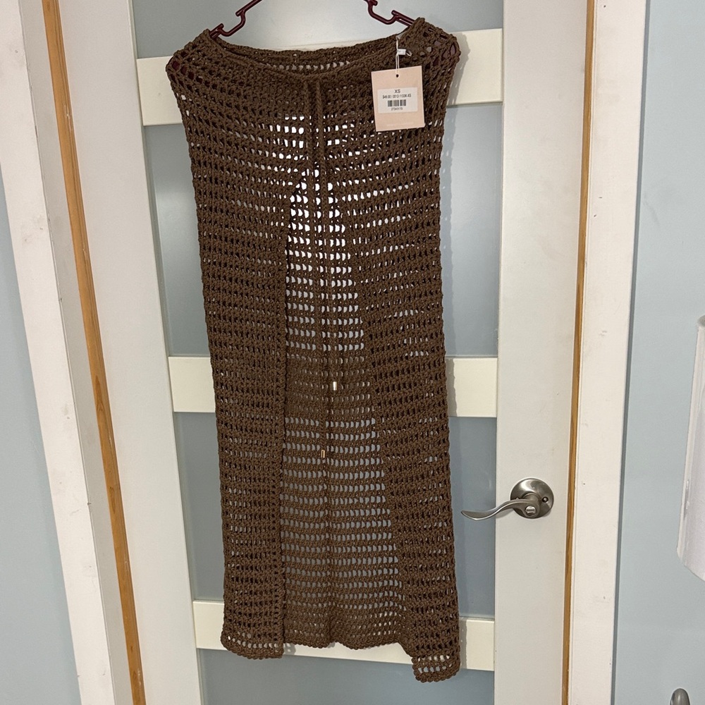 Kittenish Brown Crochet Maxi Skirt